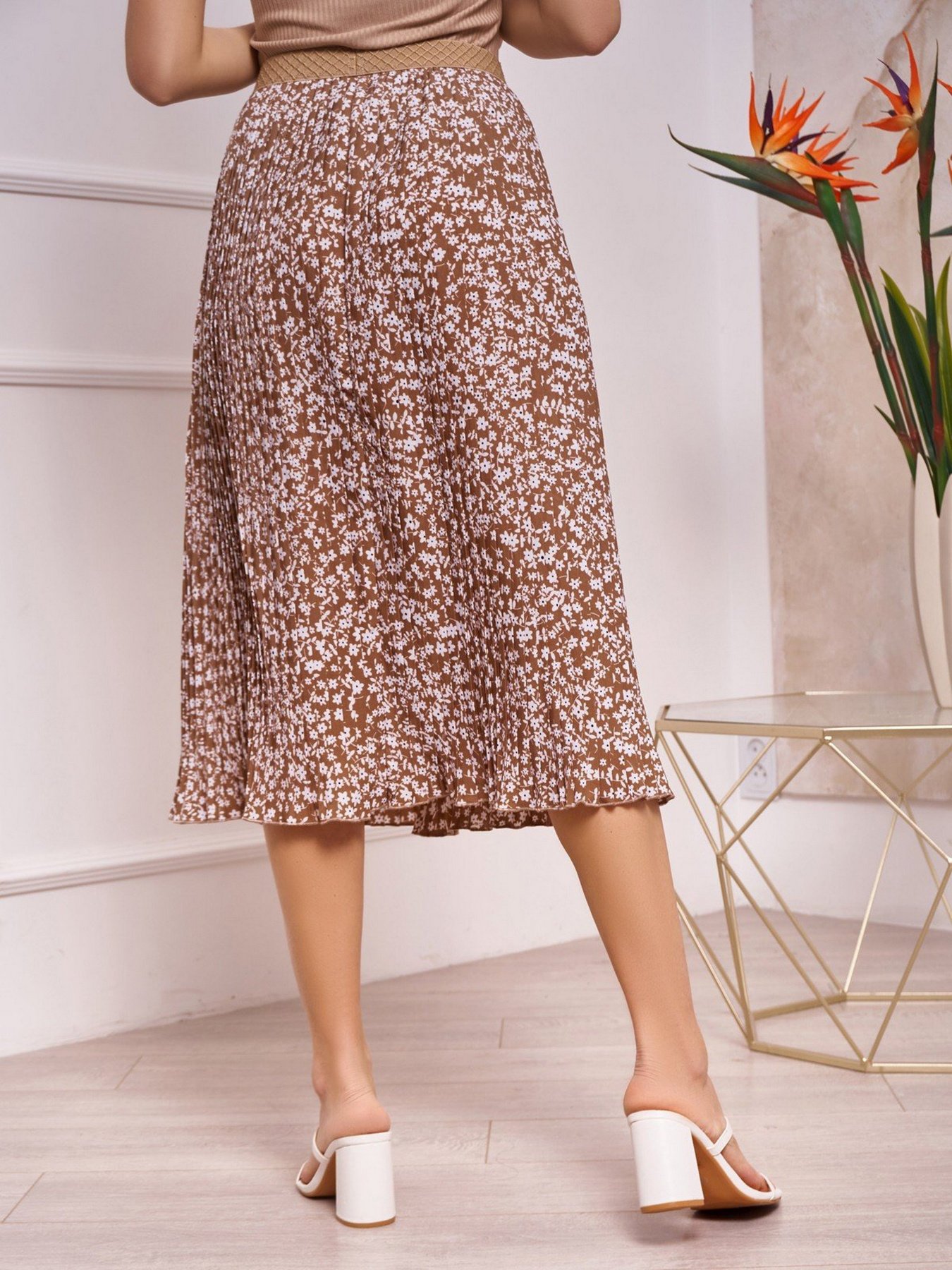 Юбка миди ISSA Plus модель 13259_brown Фото