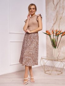 Юбка миди ISSA Plus модель 13259_brown Фото