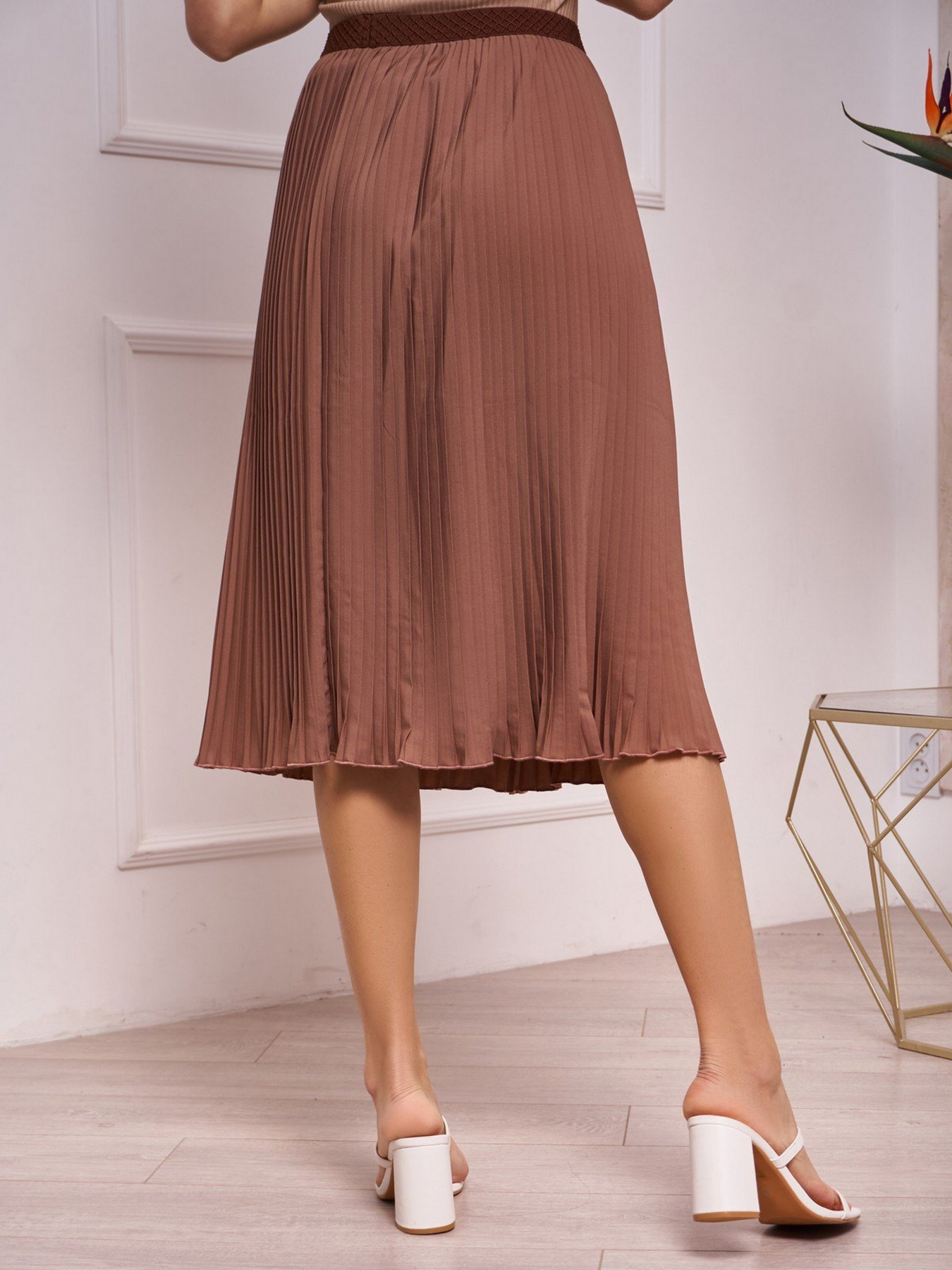 Юбка миди ISSA Plus модель 13263_brown Фото