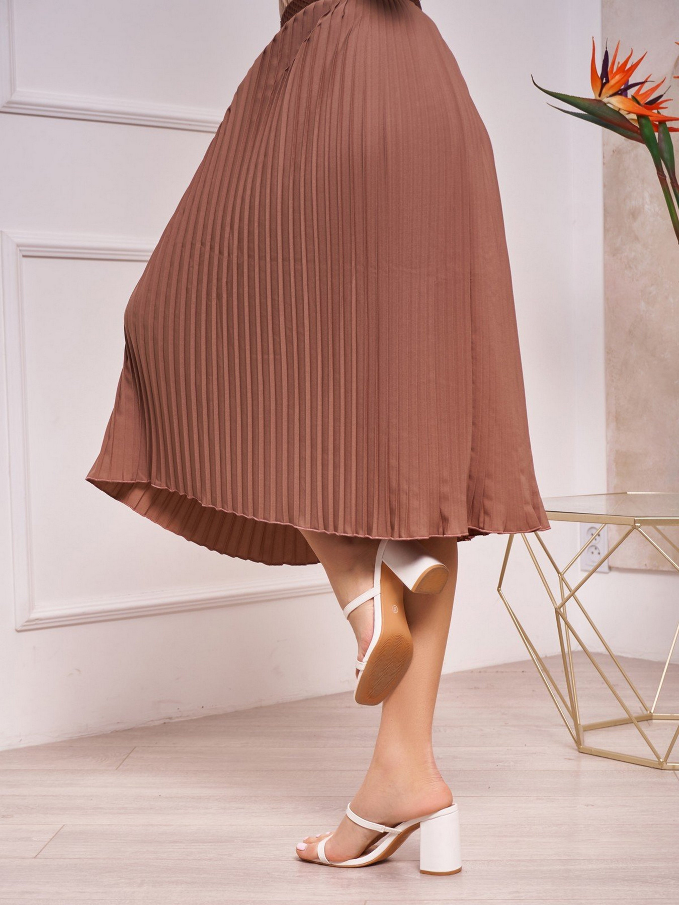 Юбка миди ISSA Plus модель 13263_brown Фото