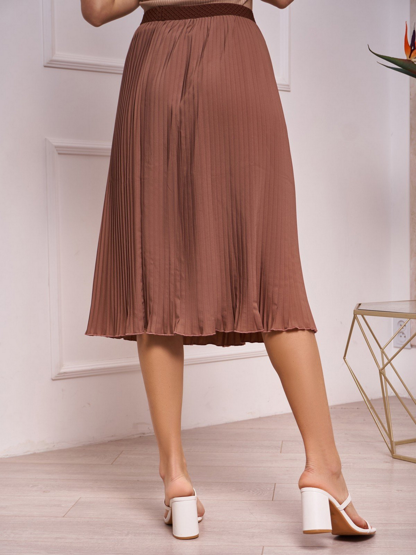 Юбка миди ISSA Plus модель 13263_brown Фото