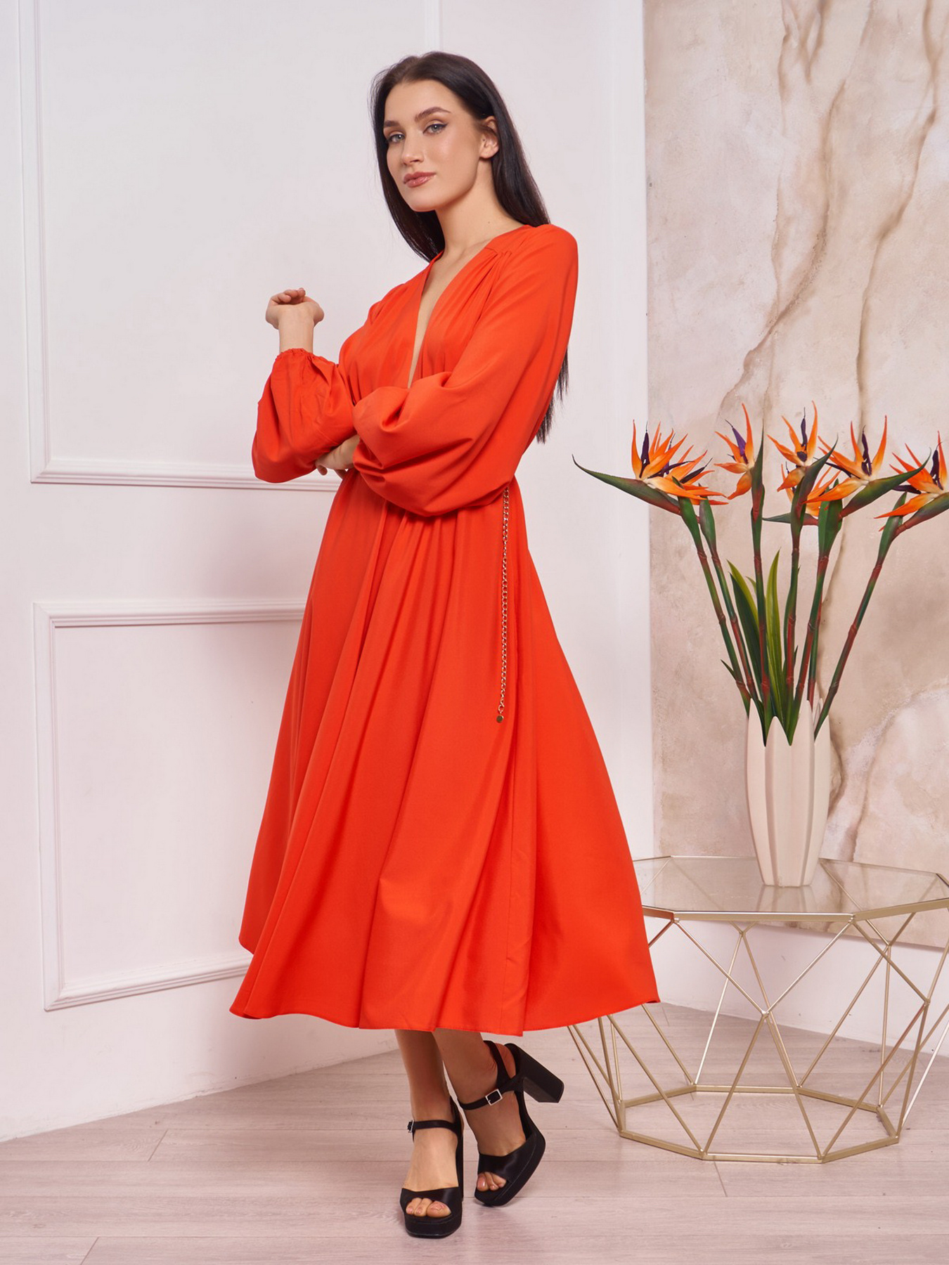 Платье миди ISSA Plus модель 12539_red Фото