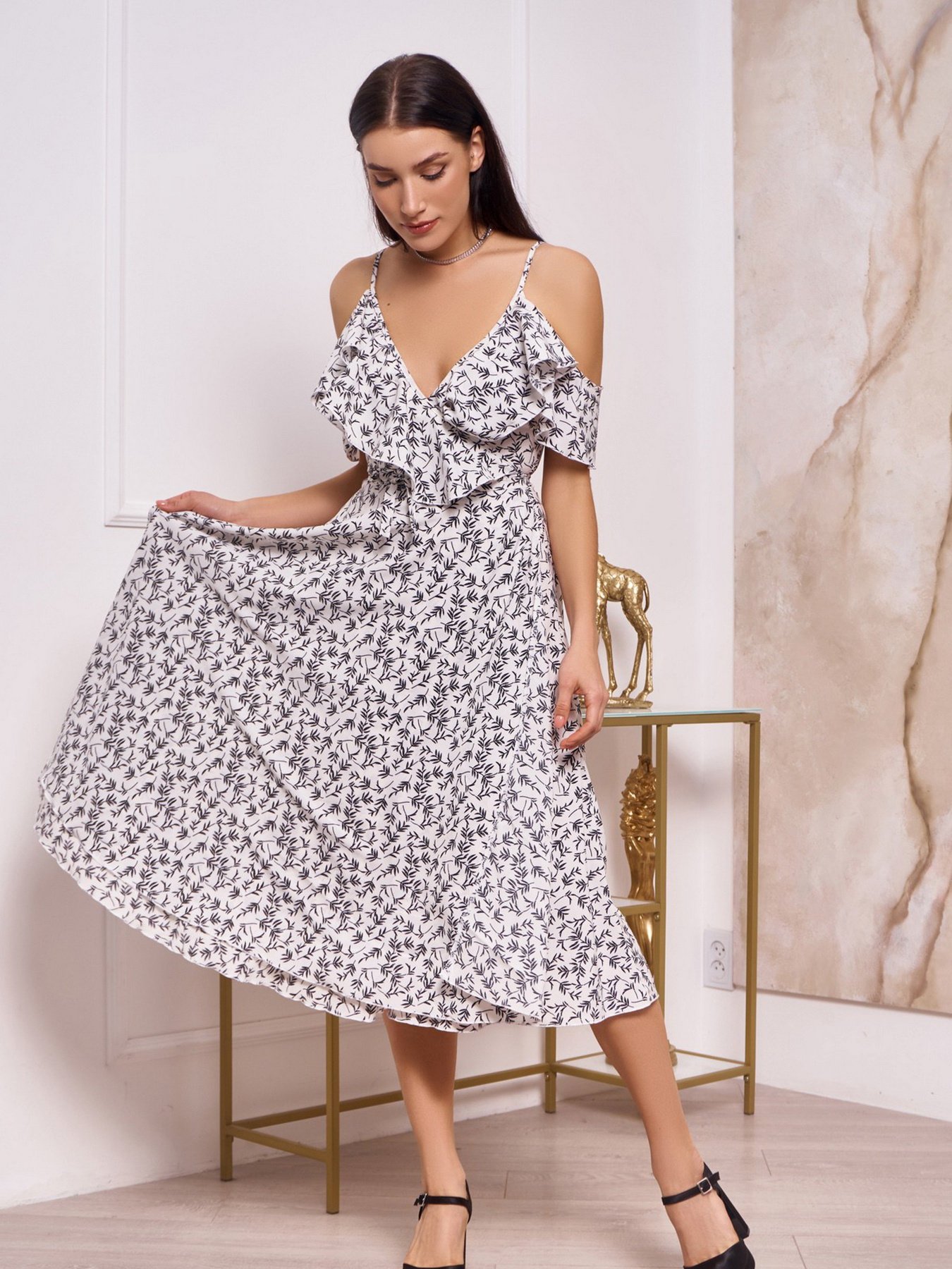 Платье миди ISSA Plus модель 13252_white Фото