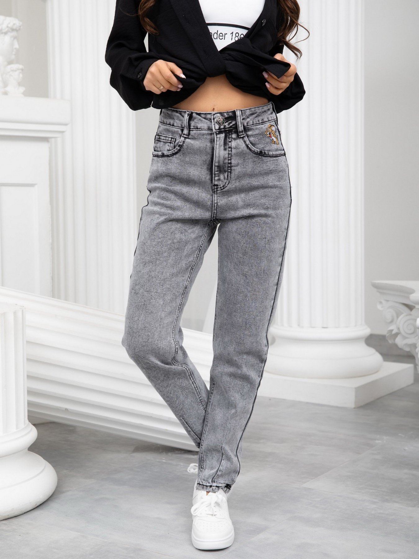 Джинсы мом ISSA Plus модель WN20-241_grey Фото