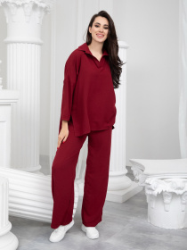 Повсякденний костюм ISSA Plus модель 13240_burgundy Фото