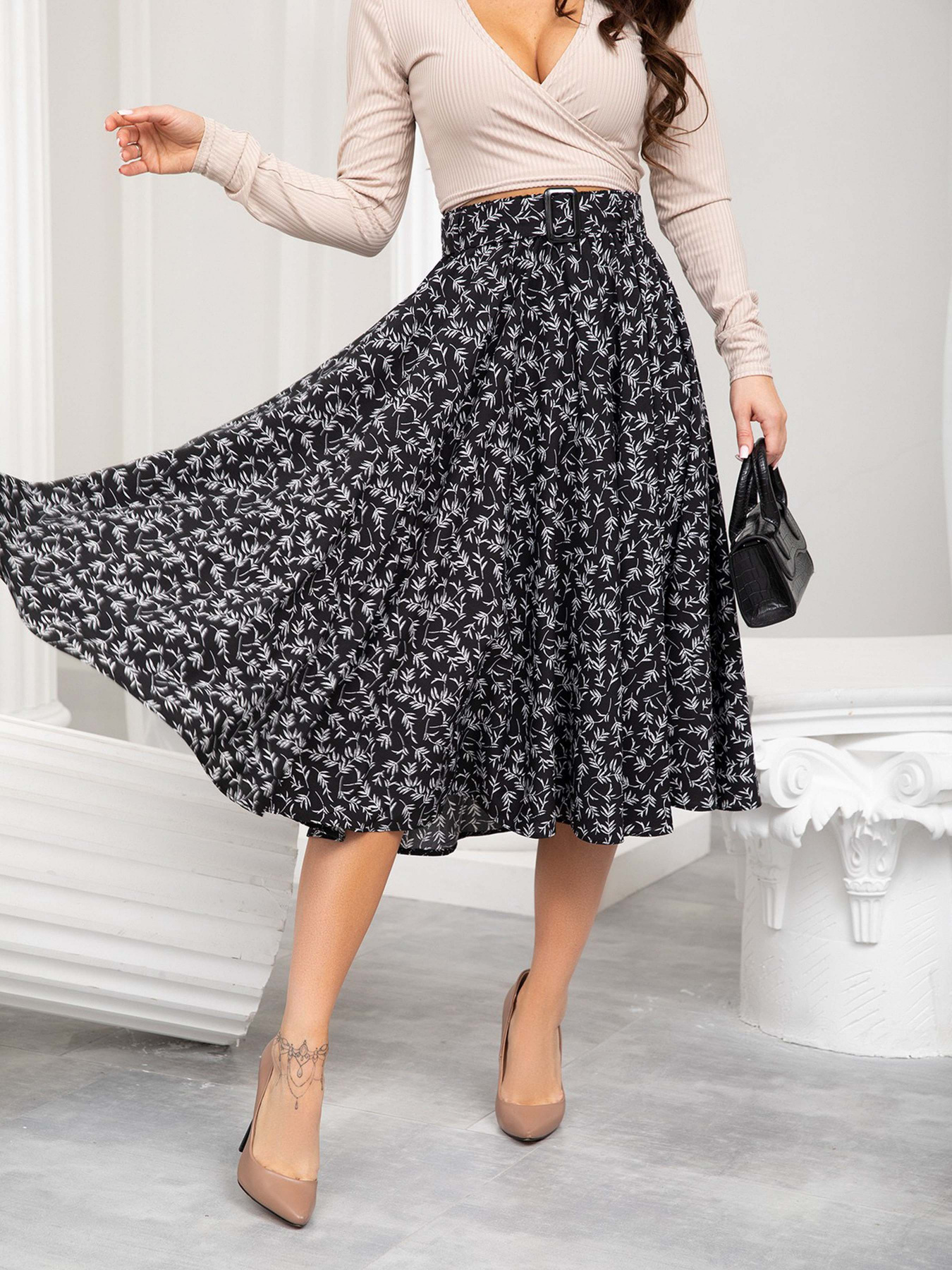 Юбка миди ISSA Plus модель 13214_black Фото