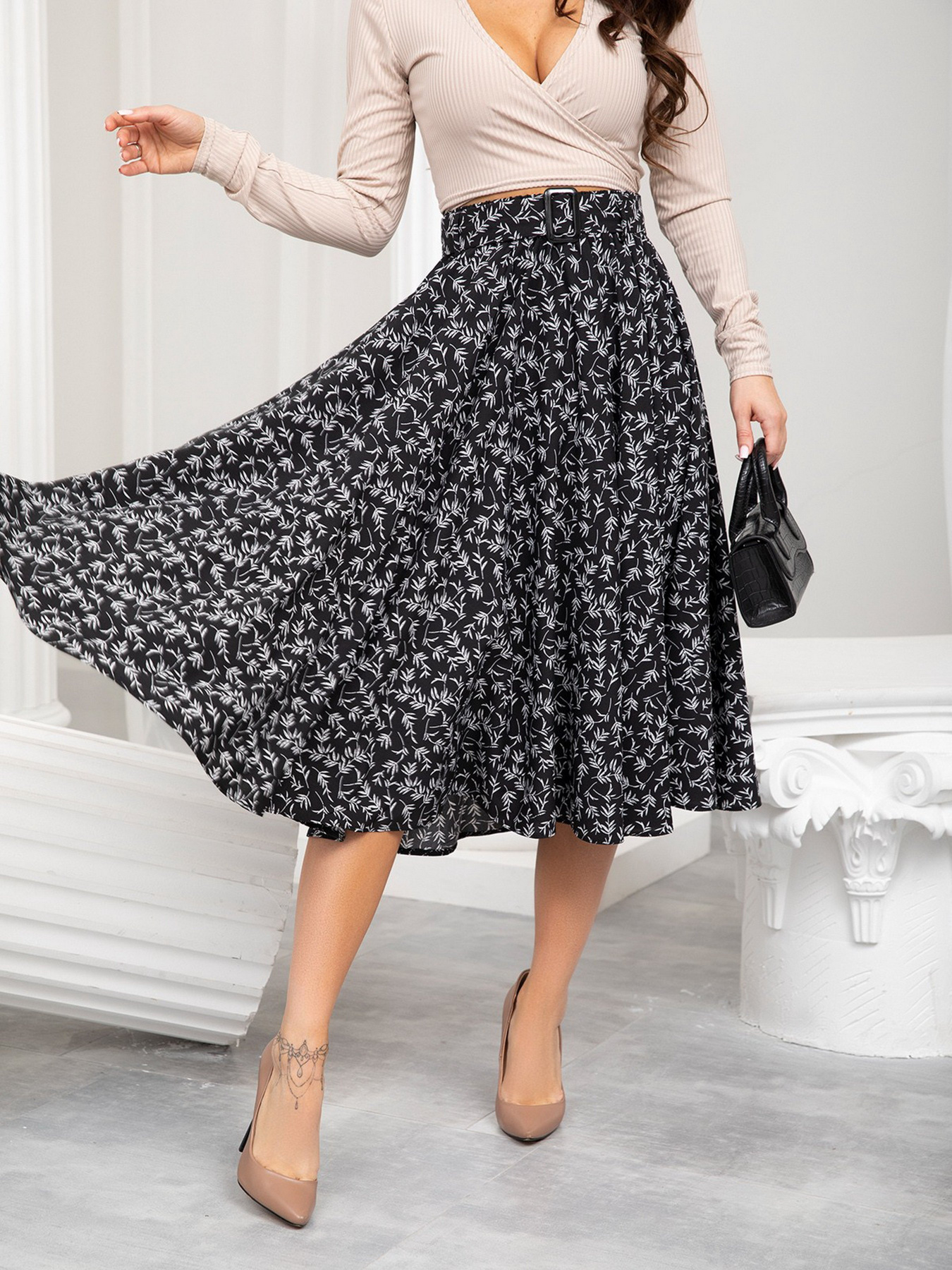 Юбка миди ISSA Plus модель 13214_black Фото