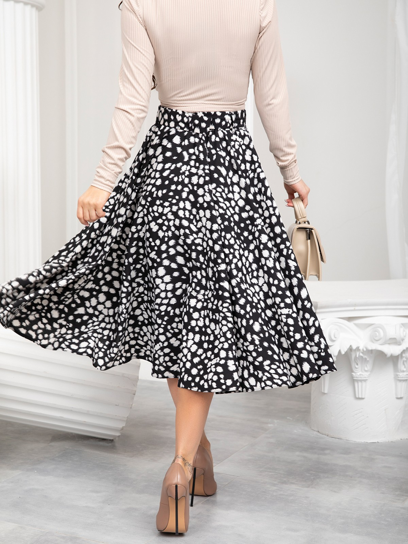 Юбка миди ISSA Plus модель 13215_blackwhite Фото