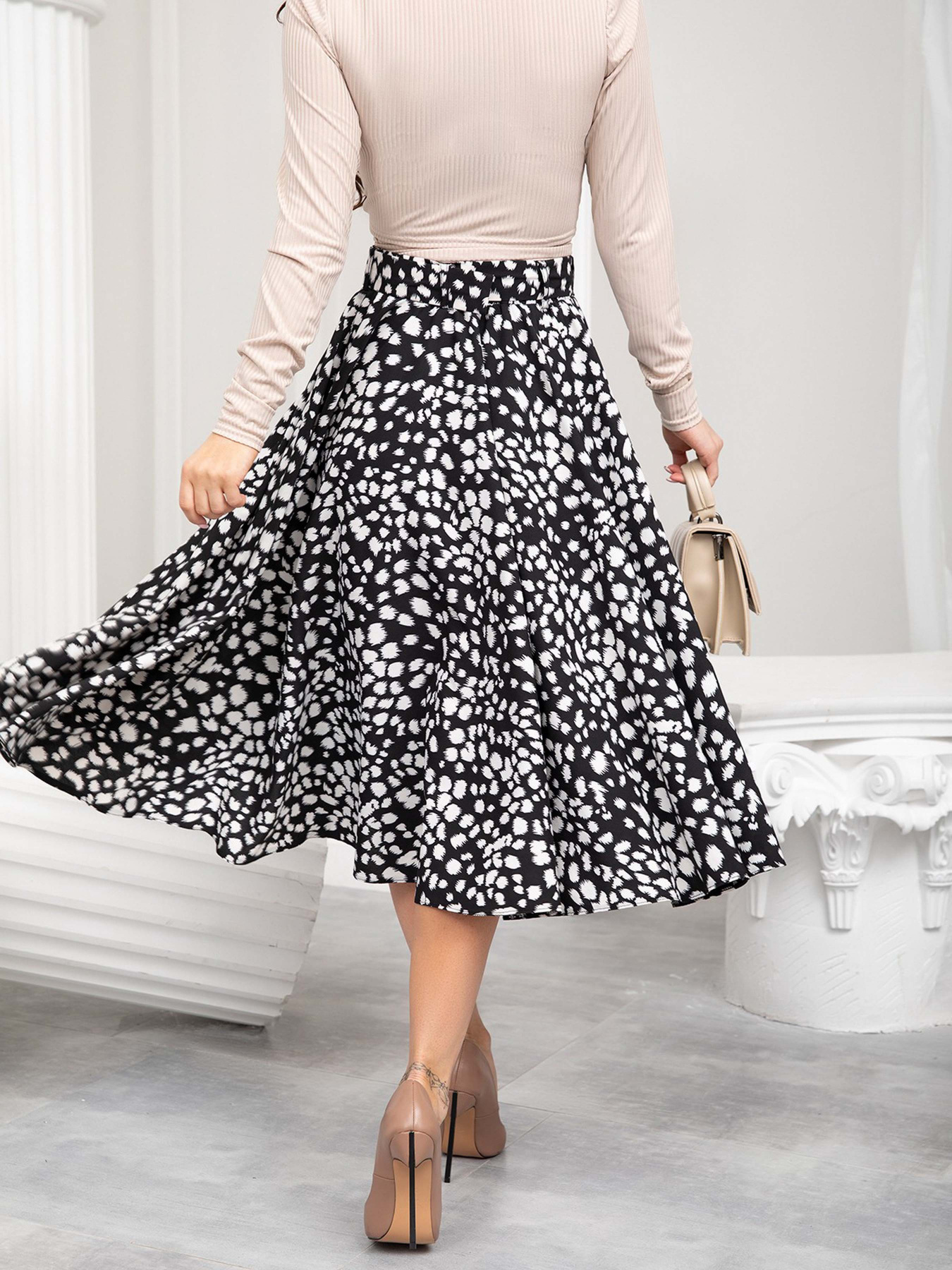 Юбка миди ISSA Plus модель 13215_blackwhite Фото