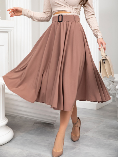Спідниця міді ISSA Plus модель 13216_brown — фото 3 - INTERTOP