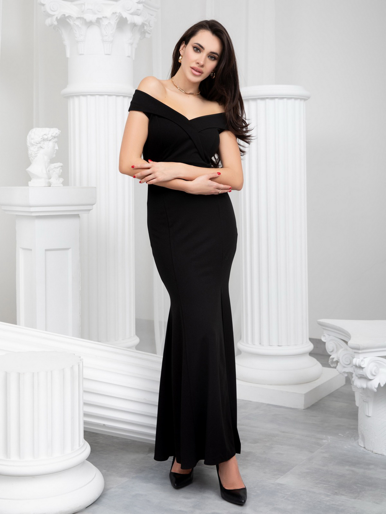 Платье макси ISSA Plus модель 13186_black Фото