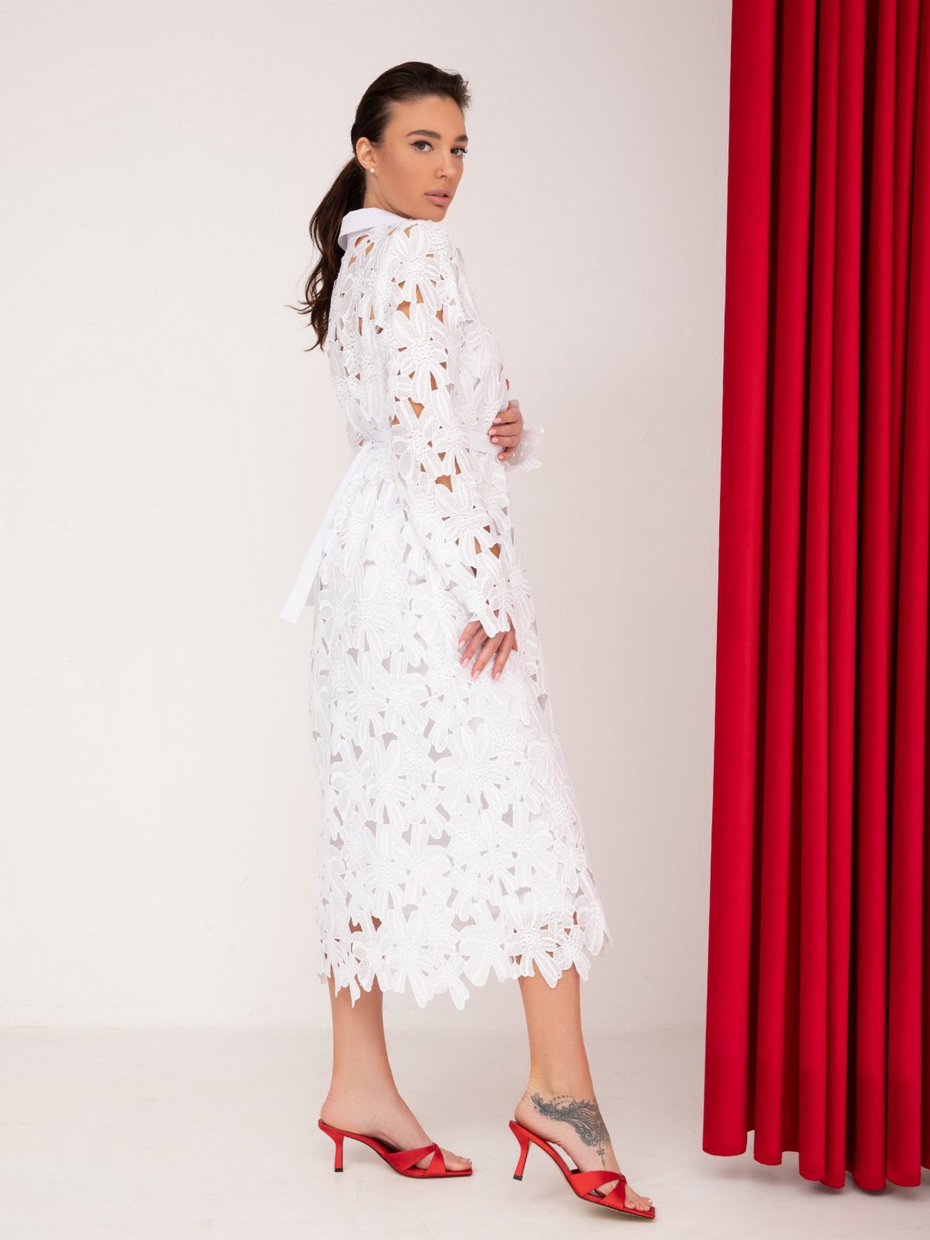 Платье миди ISSA Plus модель 13204_white Фото