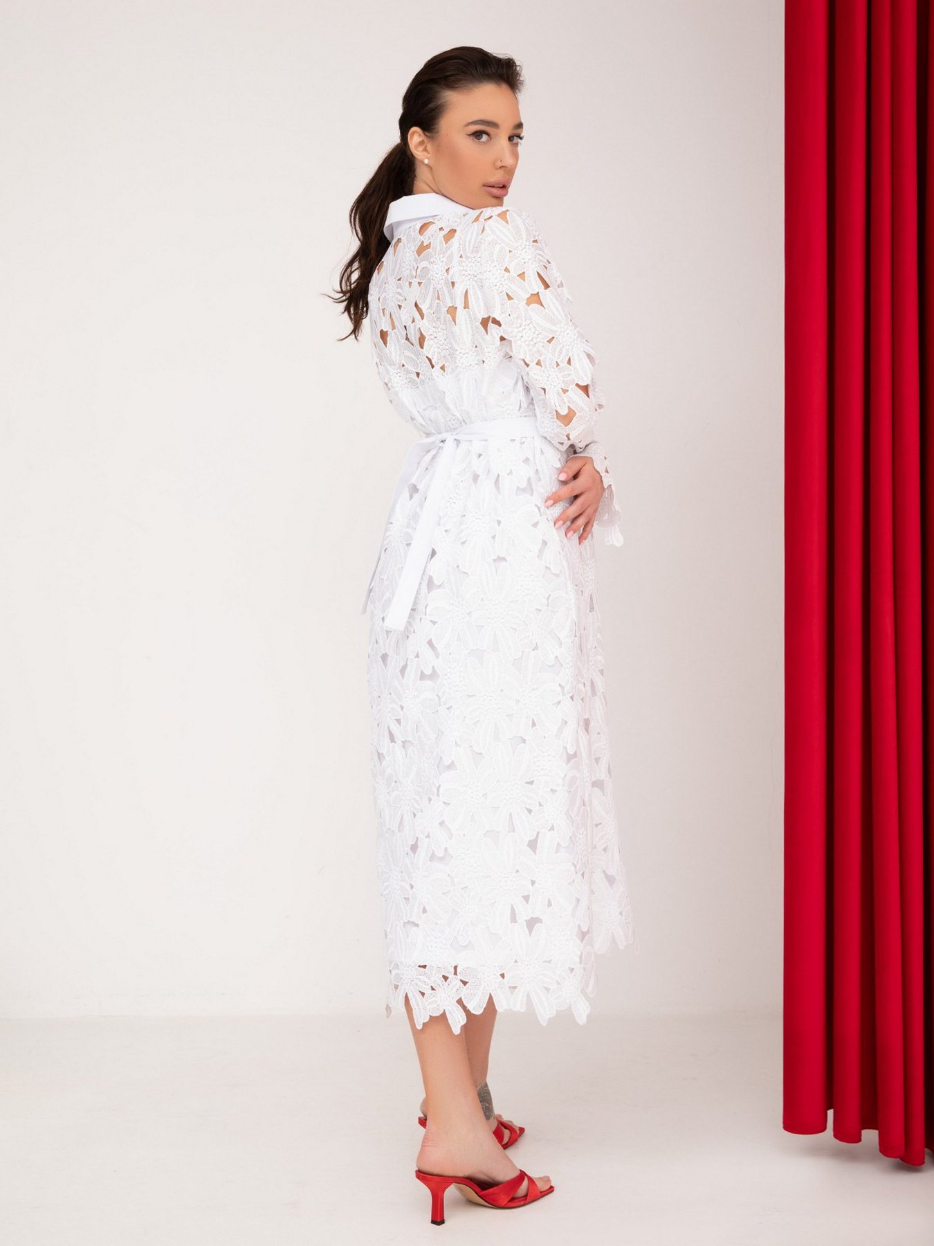 Платье миди ISSA Plus модель 13204_white Фото