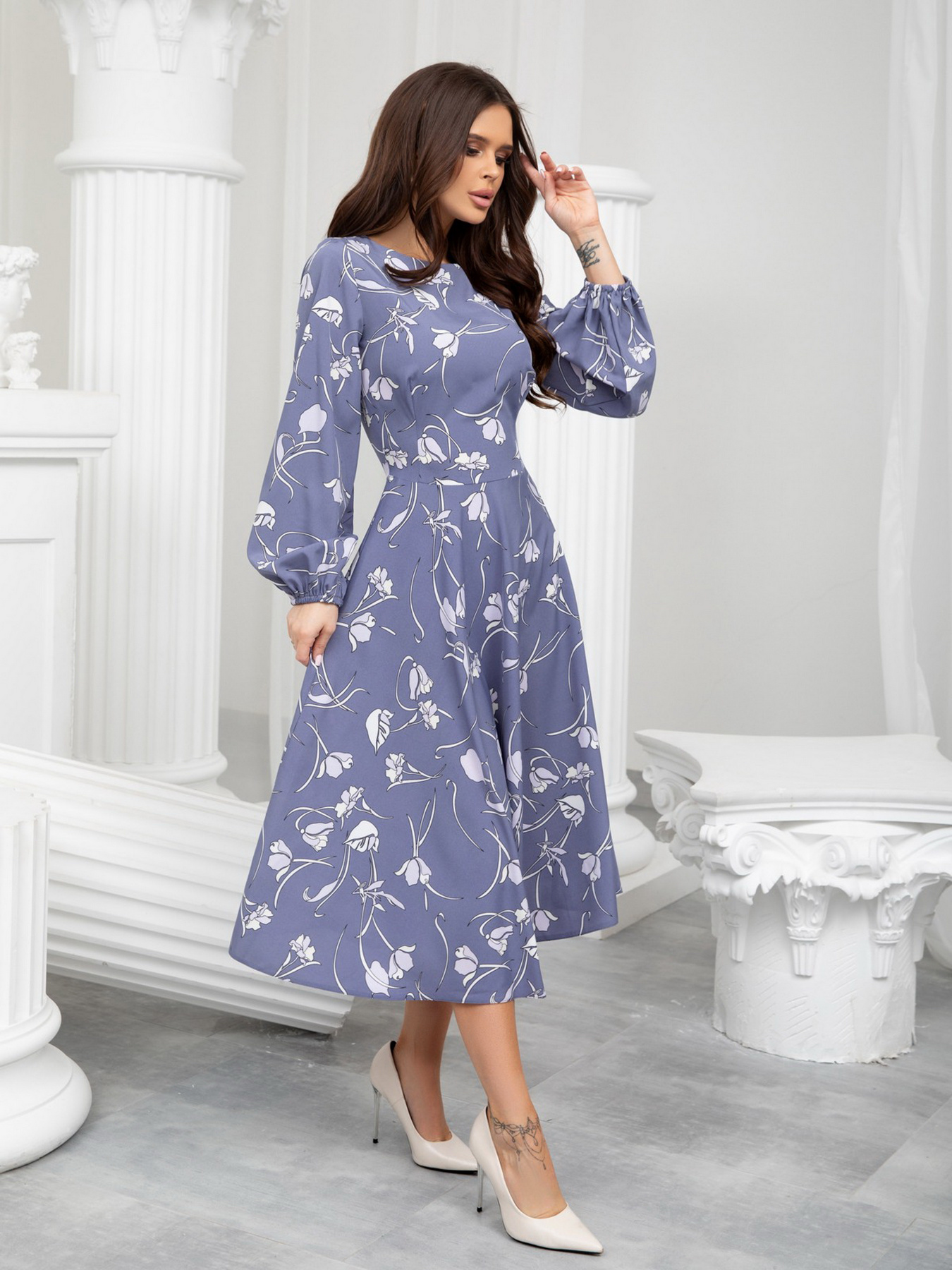 Платье миди ISSA Plus модель 13211_blue Фото