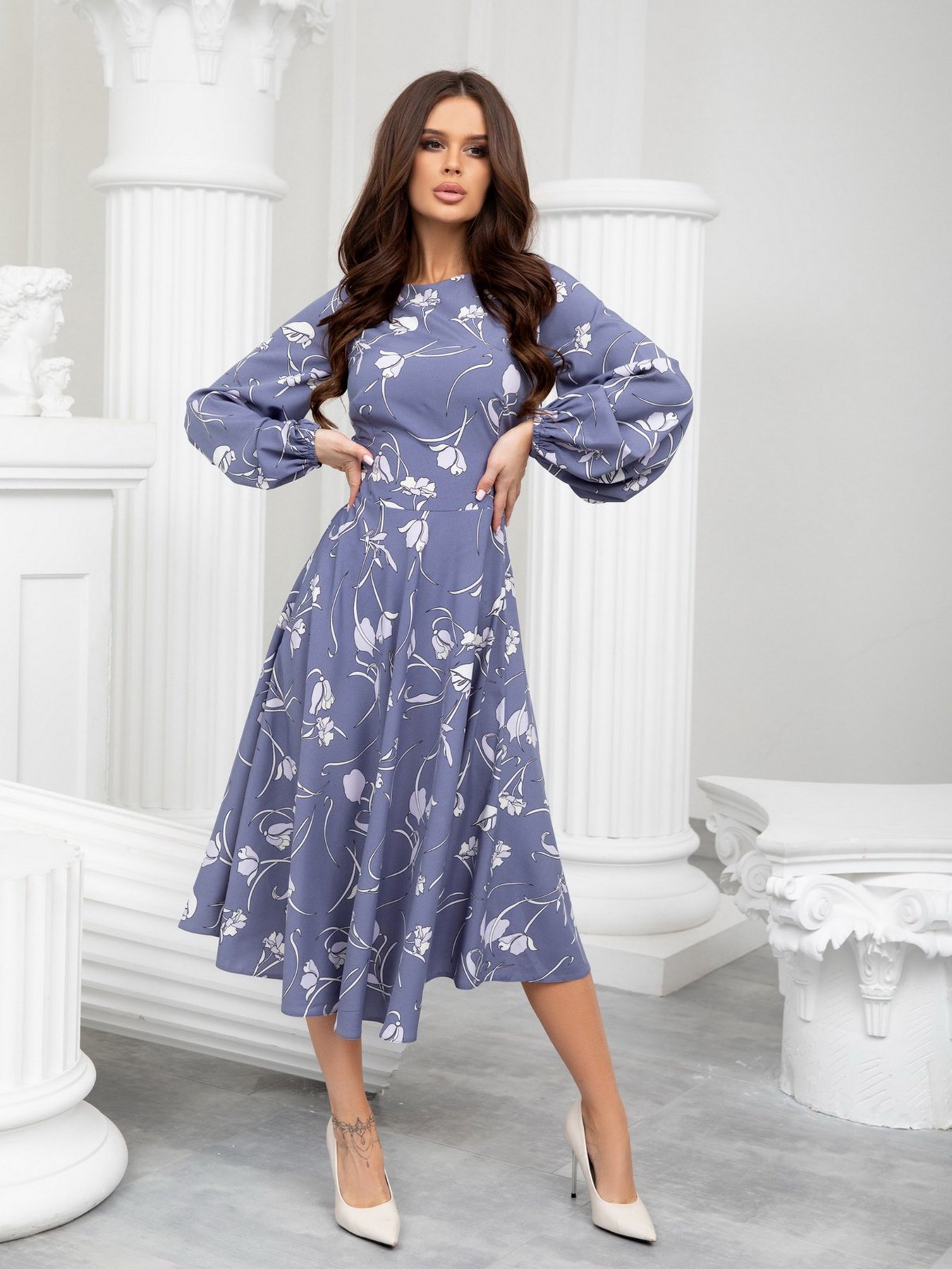 Платье миди ISSA Plus модель 13211_blue Фото