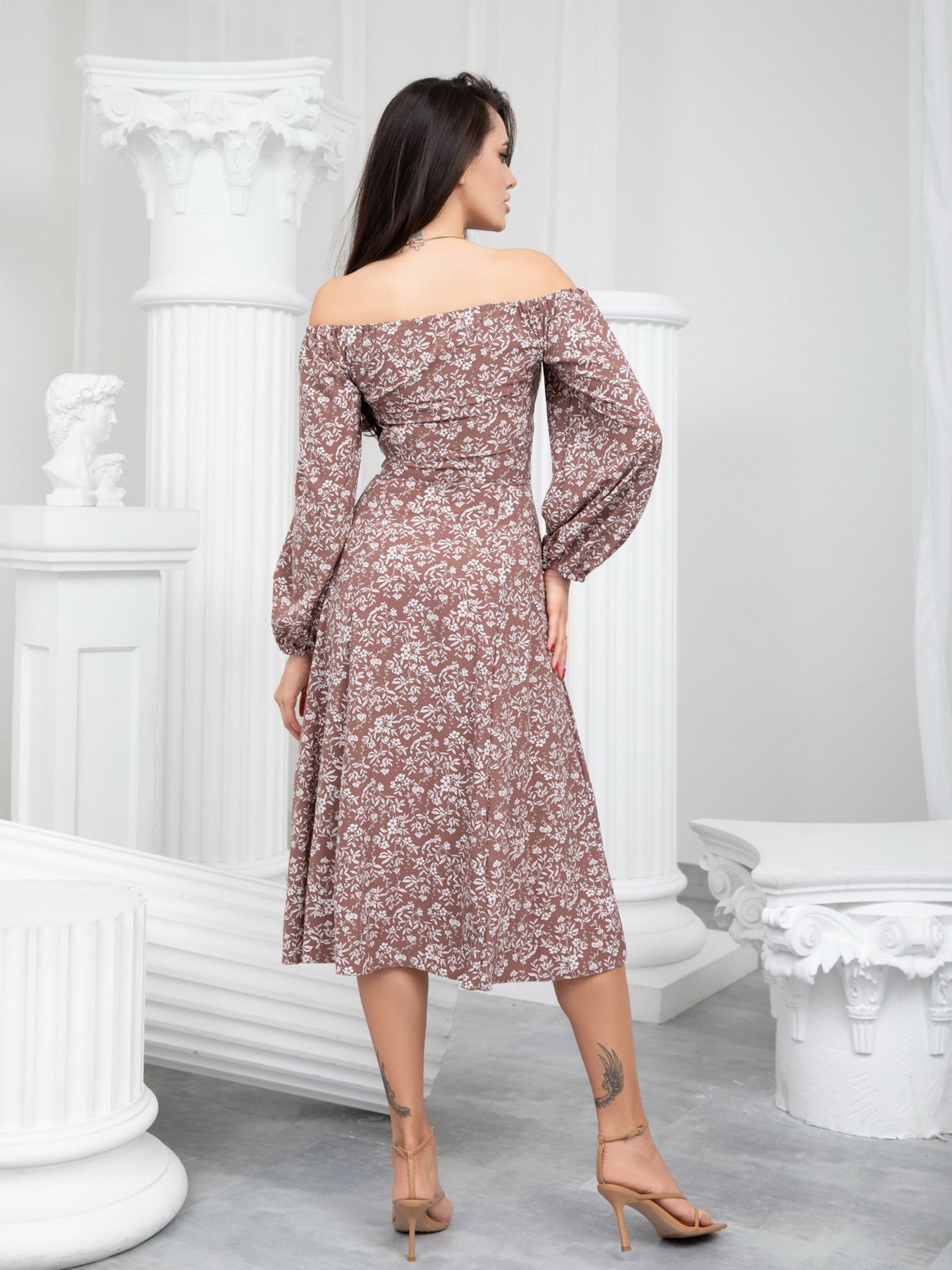 Платье миди ISSA Plus модель 13232_brown Платье миди ISSA Plus модель 13232_brown Фото