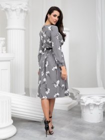 Платье миди ISSA Plus модель 13233_grey Платье миди ISSA Plus модель 13233_grey Фото