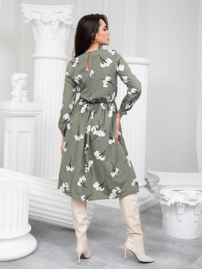 Сукня міді ISSA Plus модель 13233_khaki — фото 6 - INTERTOP