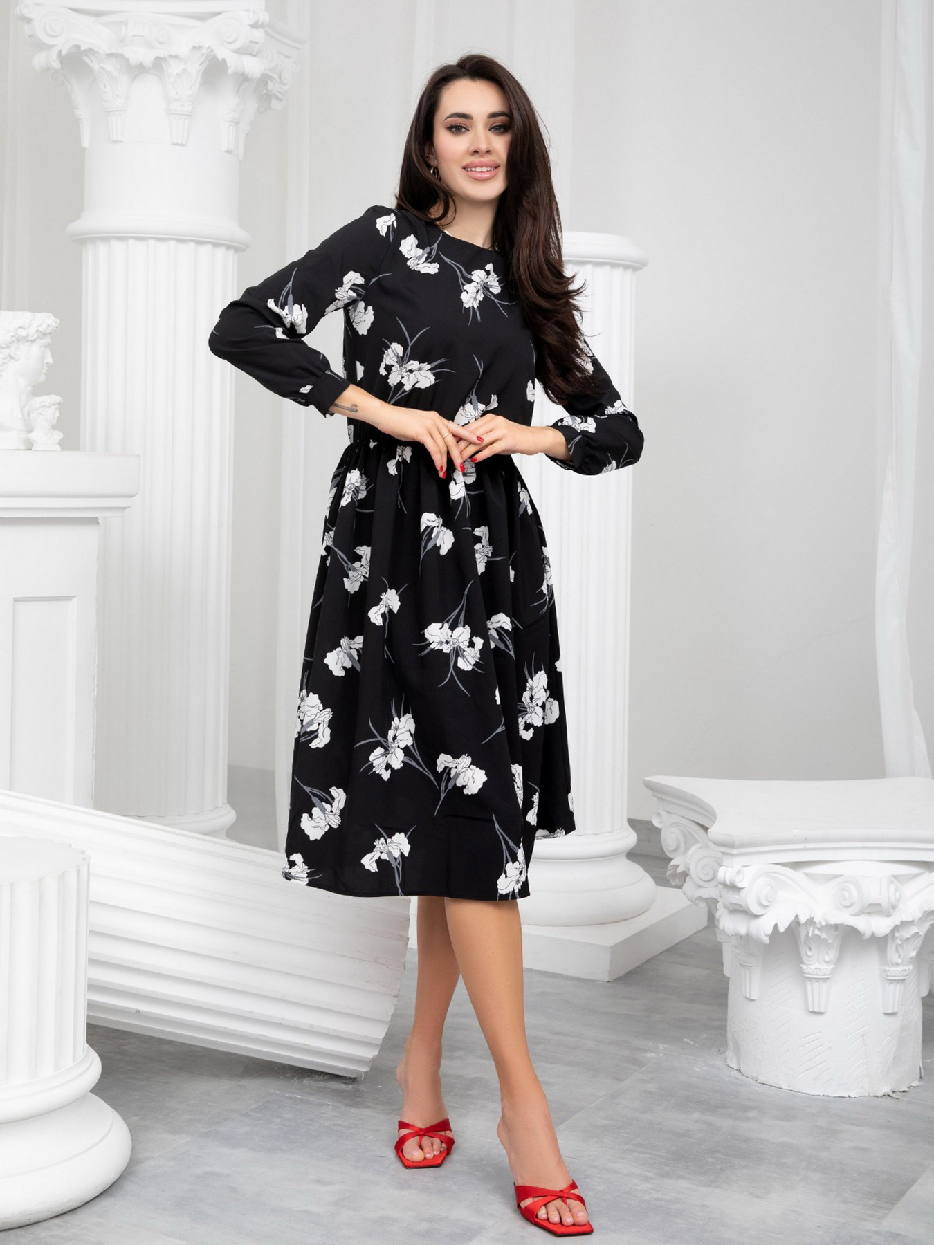 Платье миди ISSA Plus модель 13233_black Фото