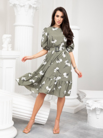 Платье миди ISSA Plus модель 13234_khaki Фото