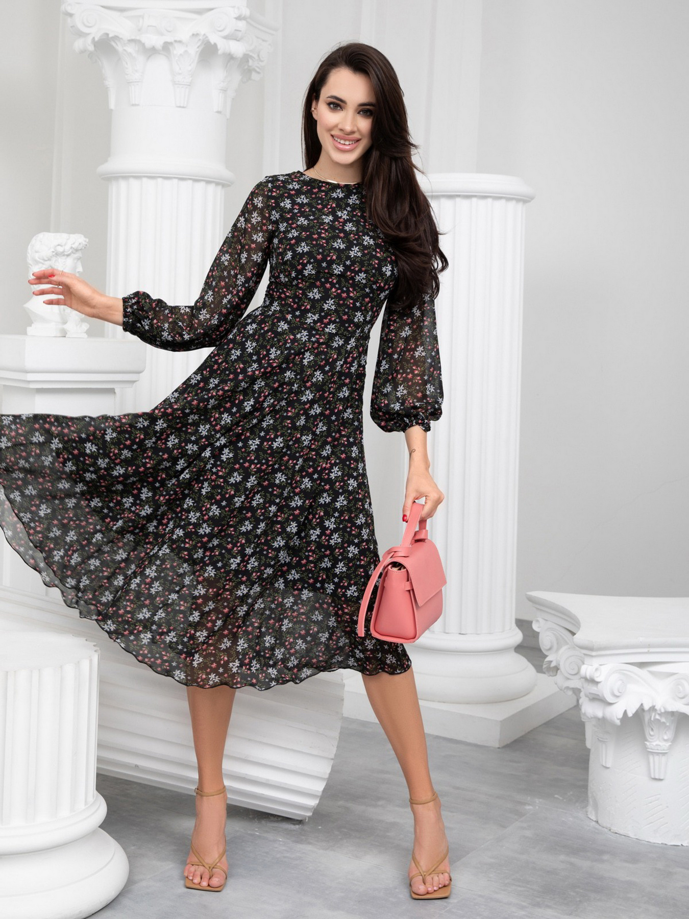 Платье миди ISSA Plus модель 13235_multicolor Платье миди ISSA Plus модель 13235_multicolor Фото