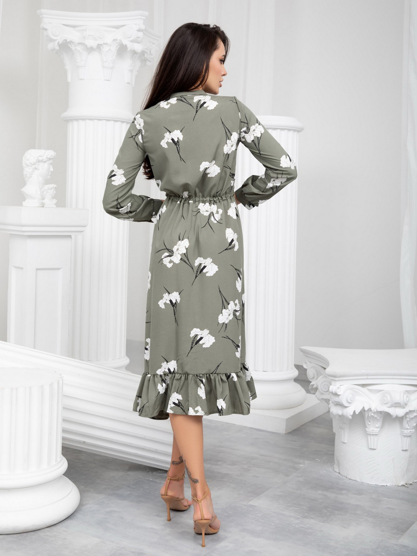 Платье миди ISSA Plus модель 13236_khaki Фото