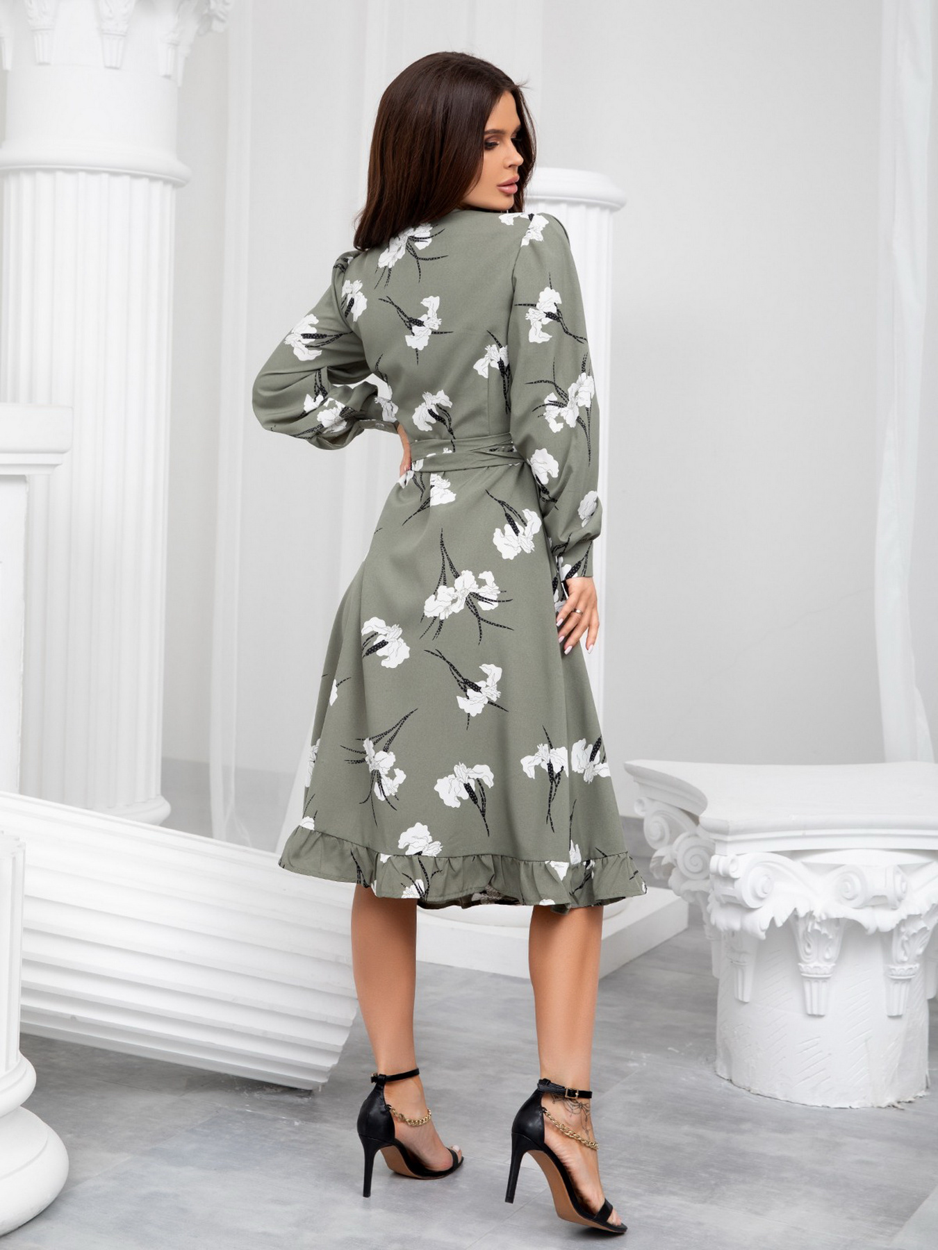 Платье миди ISSA Plus модель SA-389_khaki Фото