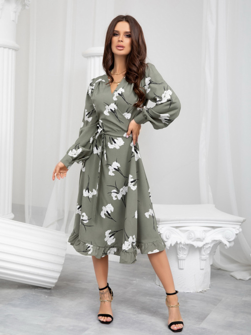 Сукня міді ISSA Plus модель SA-389_khaki Фото