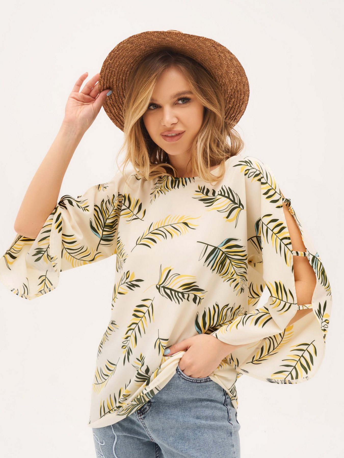 Блуза ISSA Plus модель SA-269_beige Блуза ISSA Plus модель SA-269_beige Фото