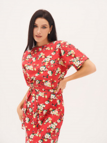 Платье миди ISSA Plus модель 11998_crimson Платье миди ISSA Plus модель 11998_crimson Фото