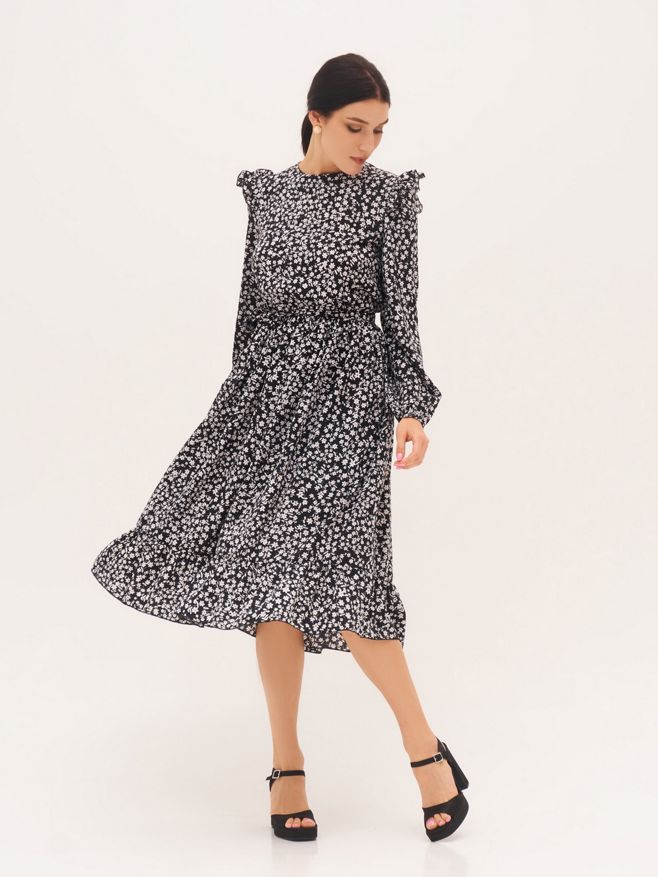 Платье миди ISSA Plus модель 13298_black Платье миди ISSA Plus модель 13298_black Фото