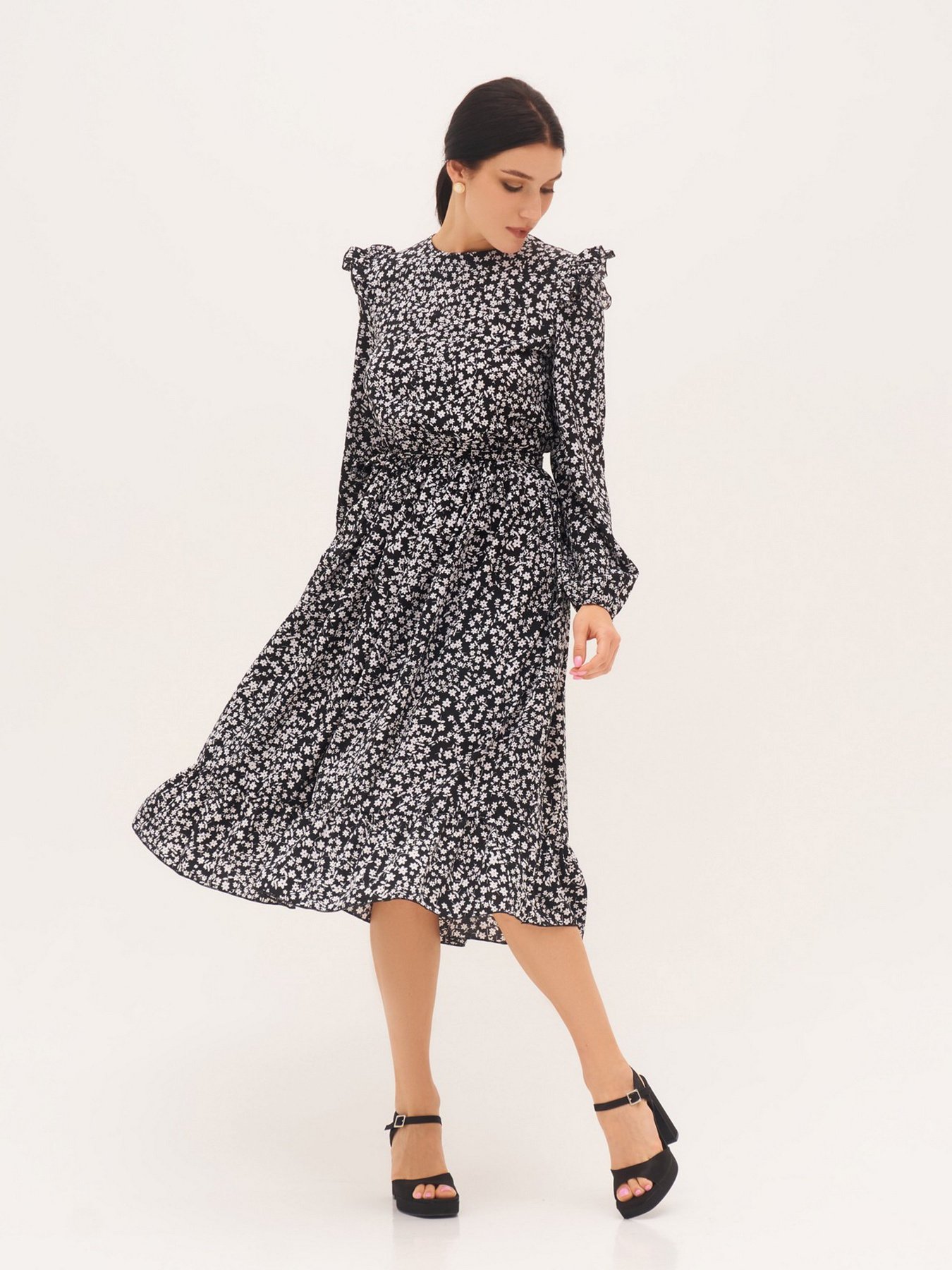 Платье миди ISSA Plus модель 13298_black Платье миди ISSA Plus модель 13298_black Фото