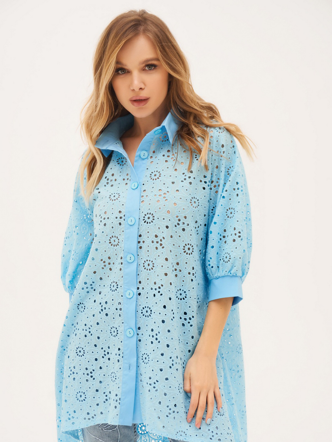 Туника ISSA Plus модель 13313_blue Туника ISSA Plus модель 13313_blue Фото