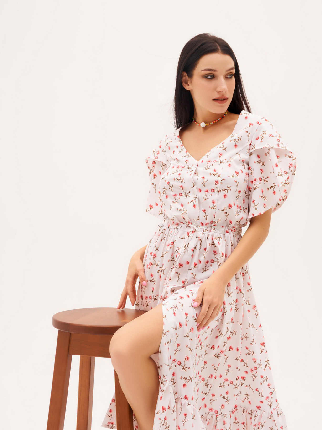 Платье миди ISSA Plus модель SA-12039A_white Фото