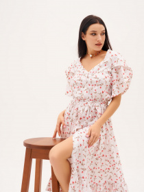 Платье миди ISSA Plus модель SA-12039A_white Фото