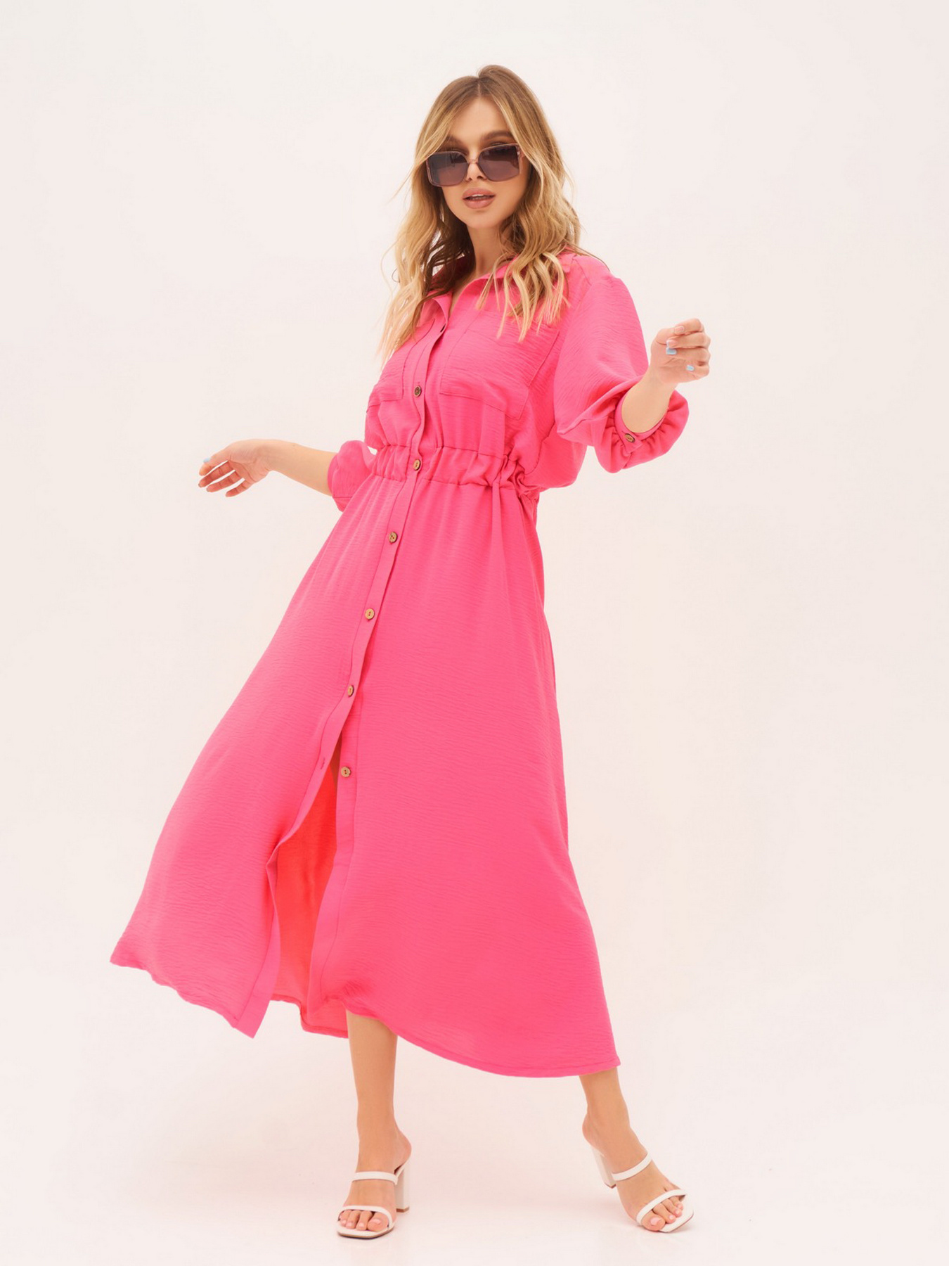 Платье макси ISSA Plus модель SA-169_raspberry Фото