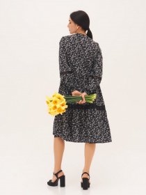 Платье миди ISSA Plus модель SA-395_black Платье миди ISSA Plus модель SA-395_black Фото