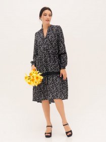 Платье миди ISSA Plus модель SA-395_black Платье миди ISSA Plus модель SA-395_black Фото