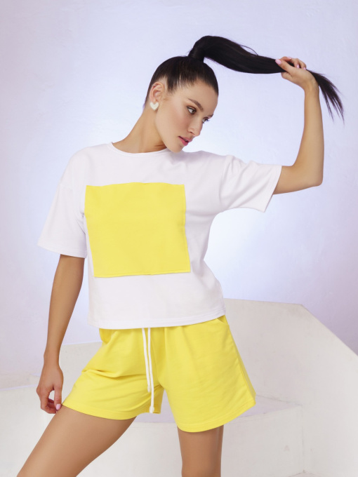 Повседневный костюм ISSA Plus модель 13377_whiteyellow Фото