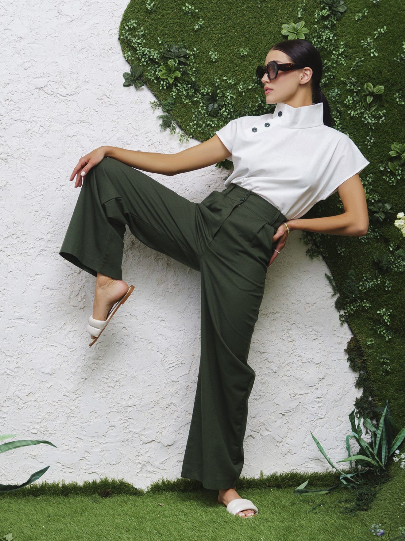 Повсякденний костюм ISSA Plus модель 13405_зеленый_белый Фото