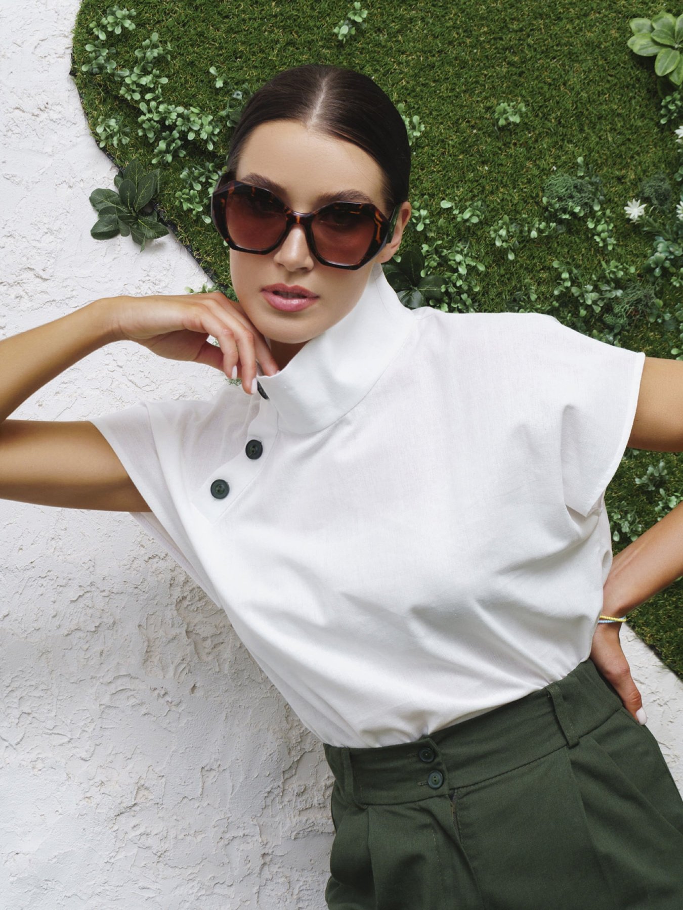 Повсякденний костюм ISSA Plus модель 13405_зеленый_белый Фото