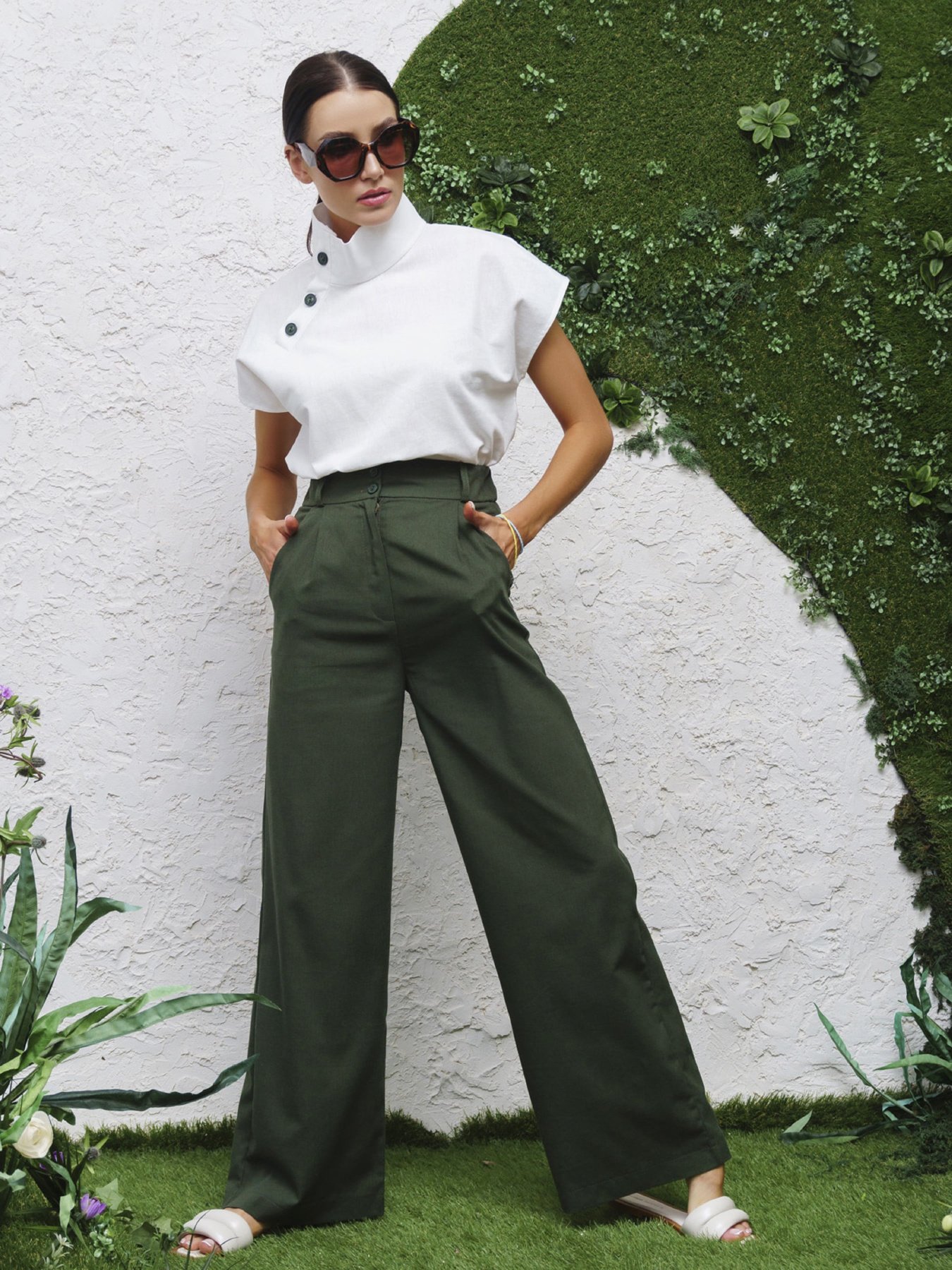 Повсякденний костюм ISSA Plus модель 13405_зеленый_белый Фото