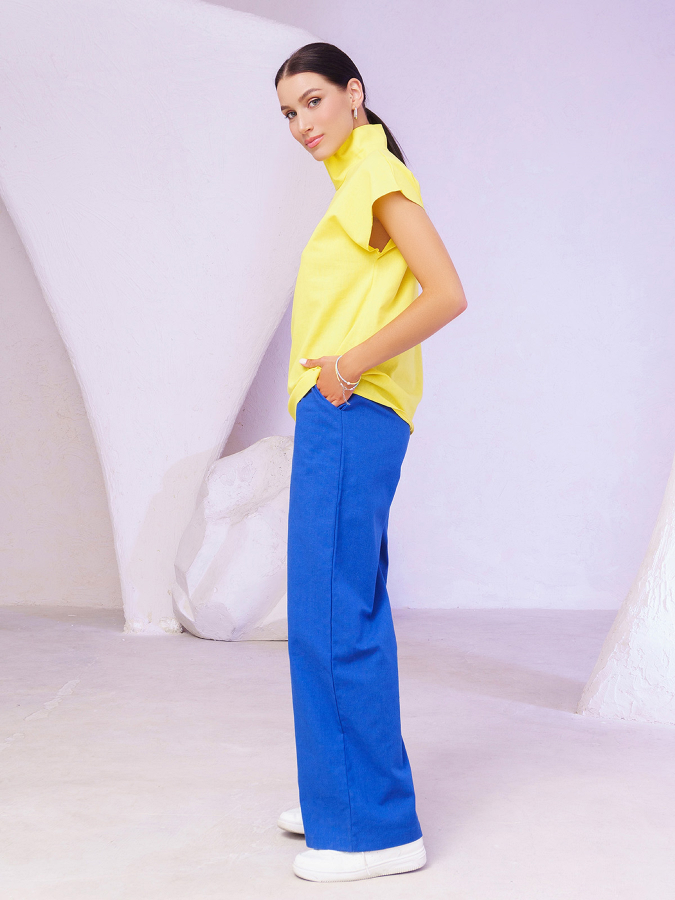 Повсякденний костюм ISSA Plus модель 13405_желтый_синий Фото