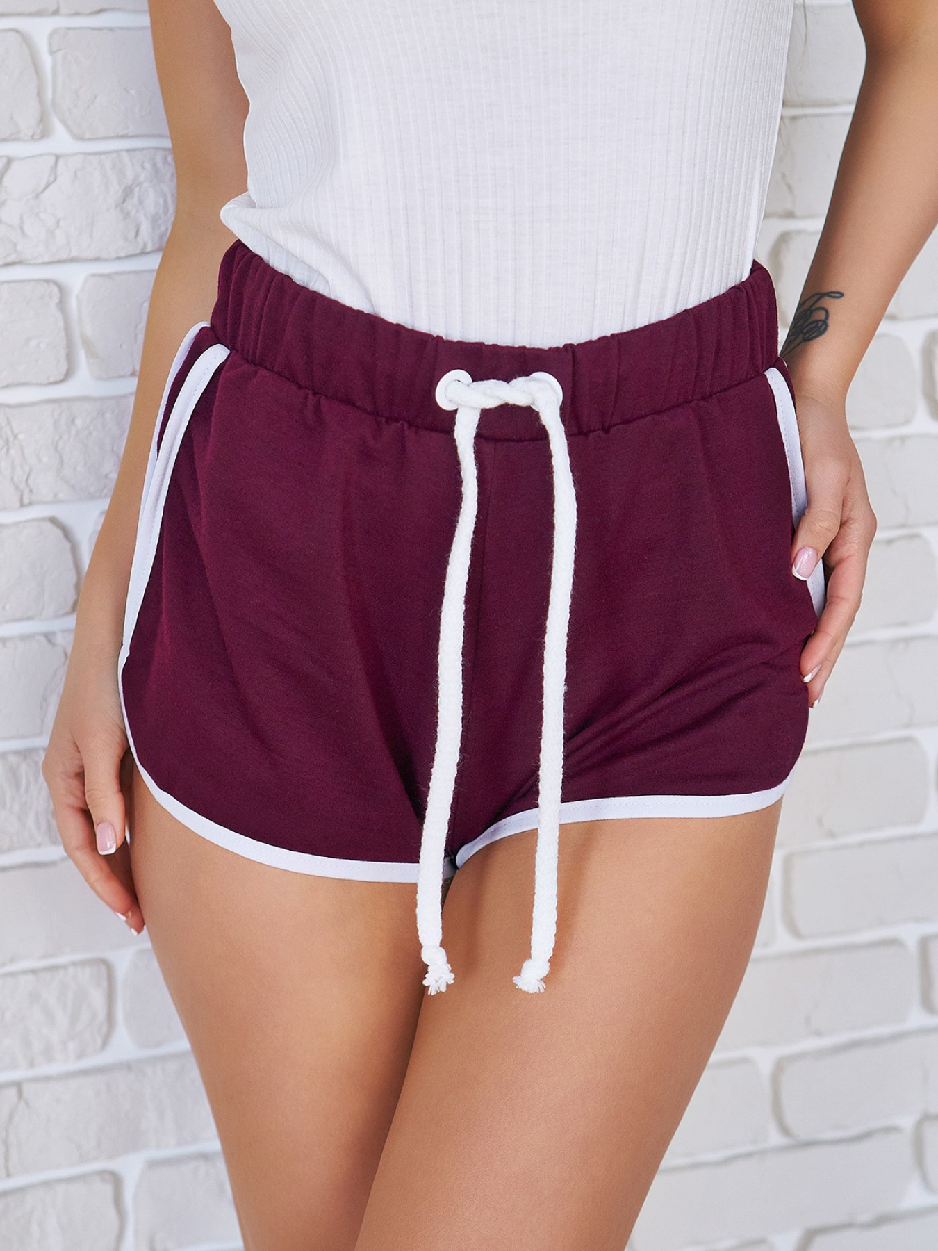 Шорти спортивні ISSA Plus модель 11700_burgundy Фото