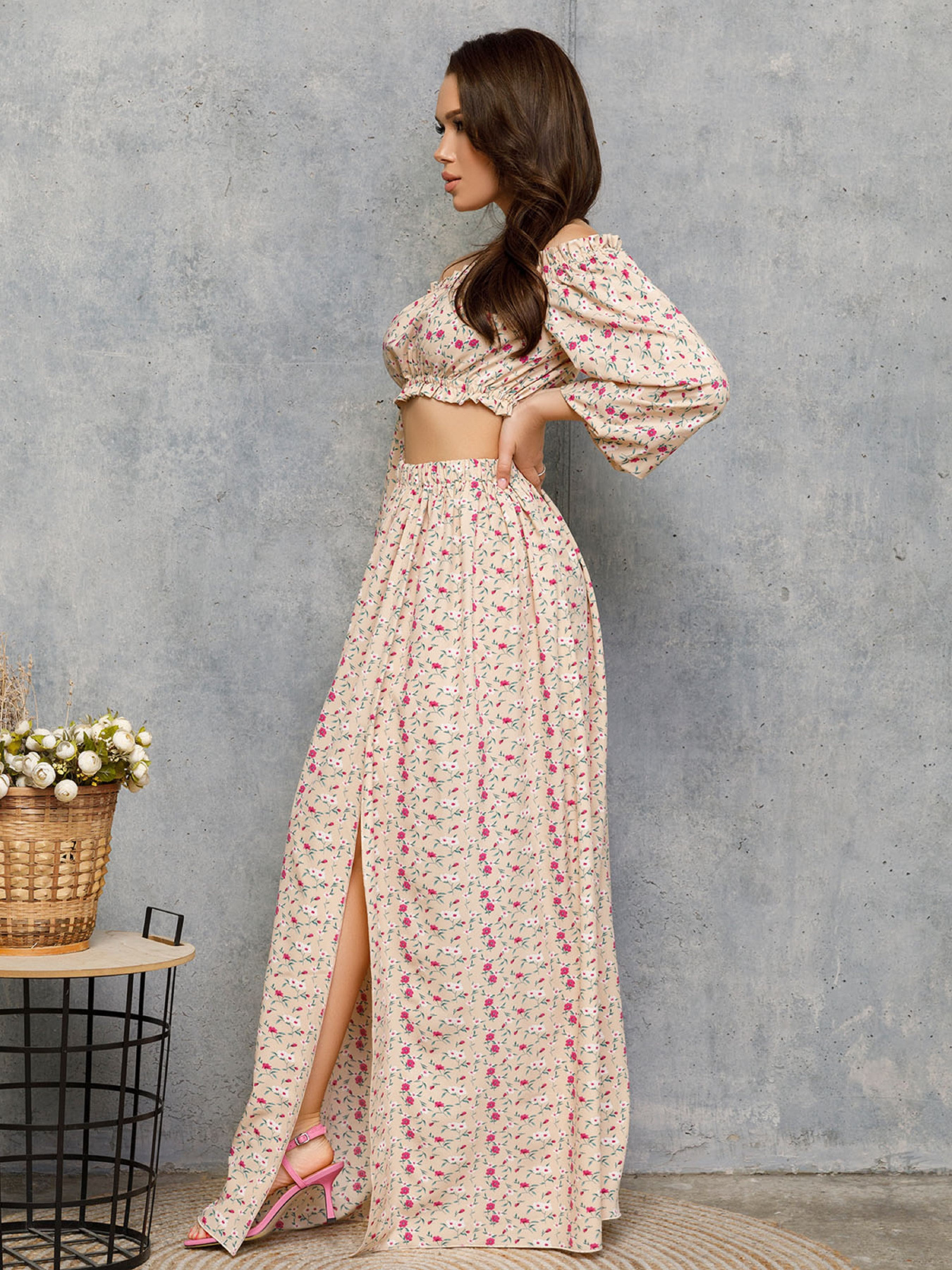 Повсякденний костюм ISSA Plus модель 12691_бежевый Фото