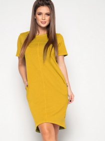 Платье мини ISSA Plus модель 10364_mustard Фото