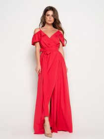 Сукня максі ISSA Plus модель 10816_crimson Фото