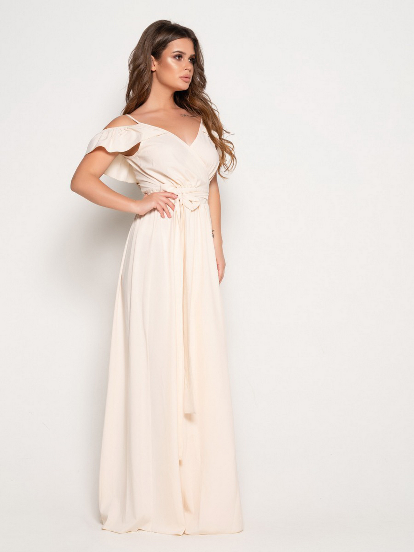 Платье макси ISSA Plus модель 10816_milky Фото