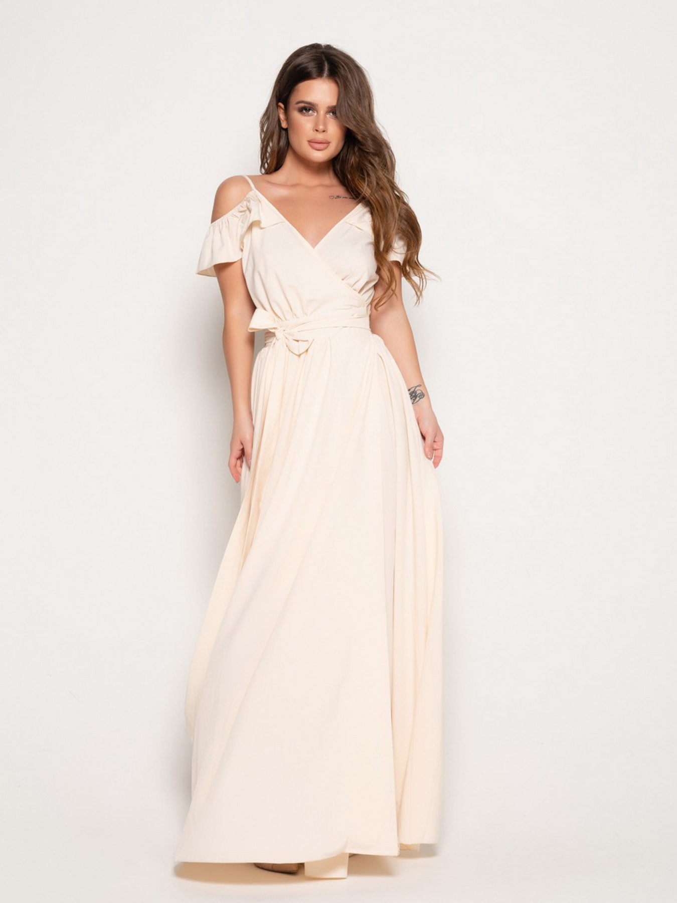 Сукня максі ISSA Plus модель 10816_milky Фото