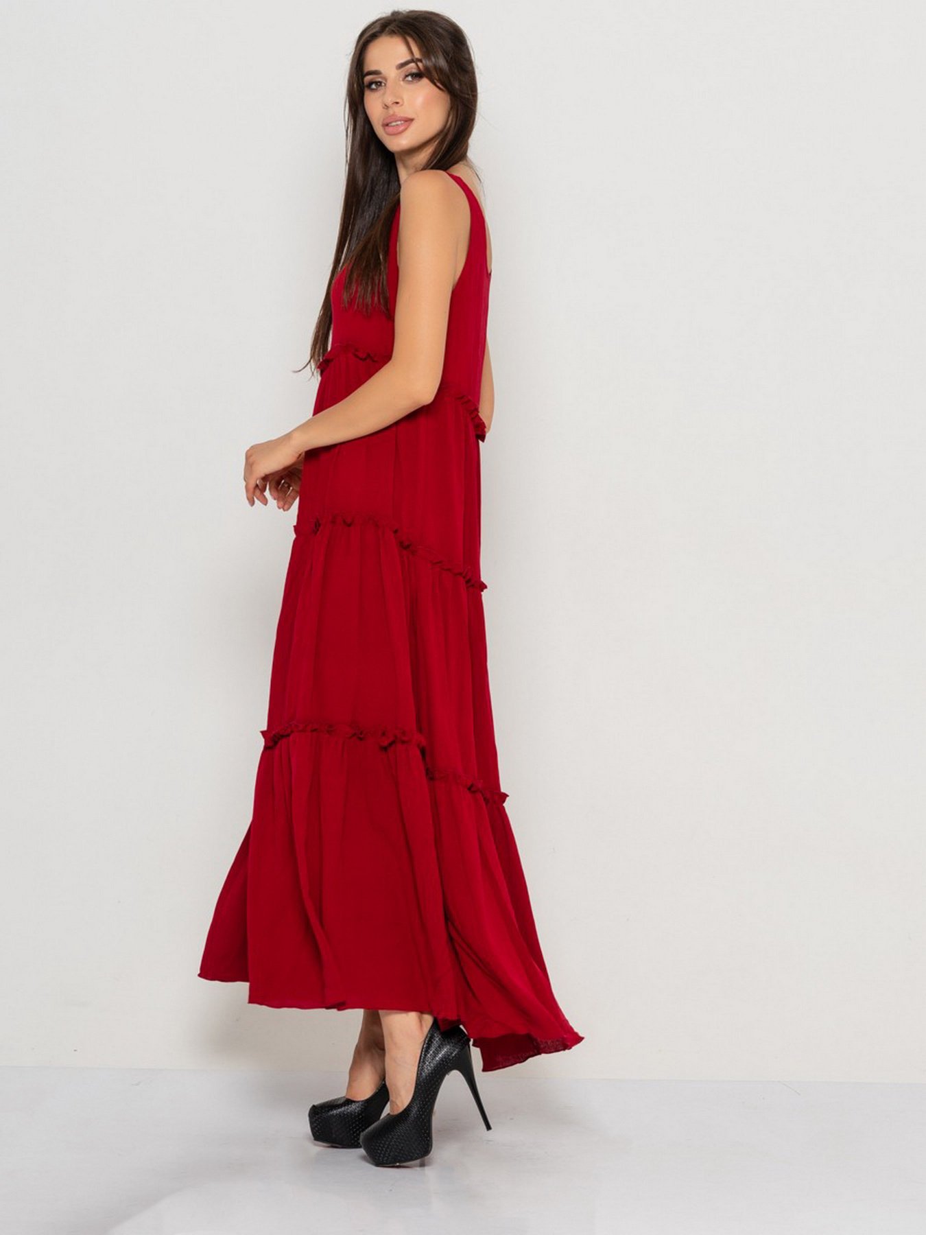 Сарафан ISSA Plus модель 10887_burgundy Фото